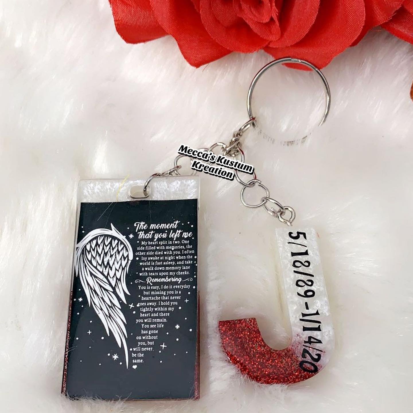 Custom Letter Initial Resin Keychain With Resin Photo Keychain