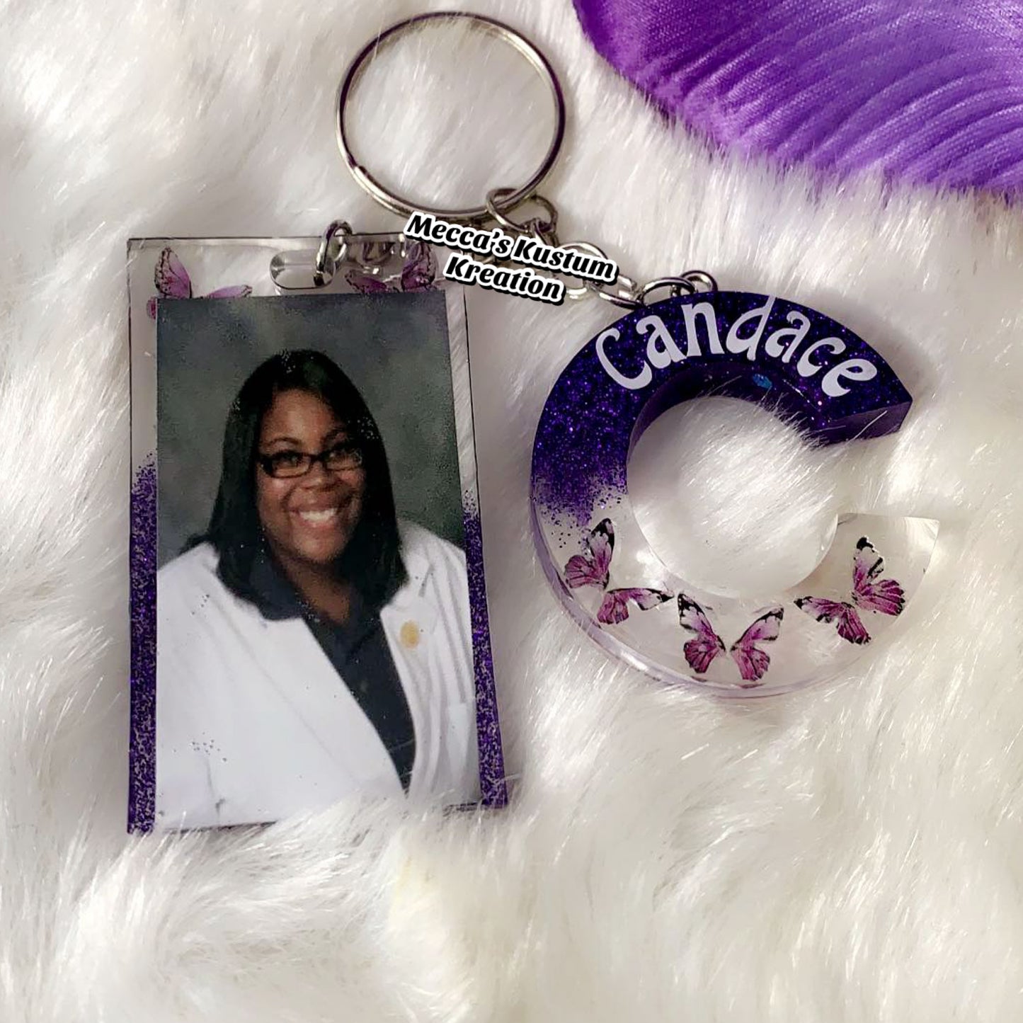 Custom Letter Initial Resin Keychain With Resin Photo Keychain