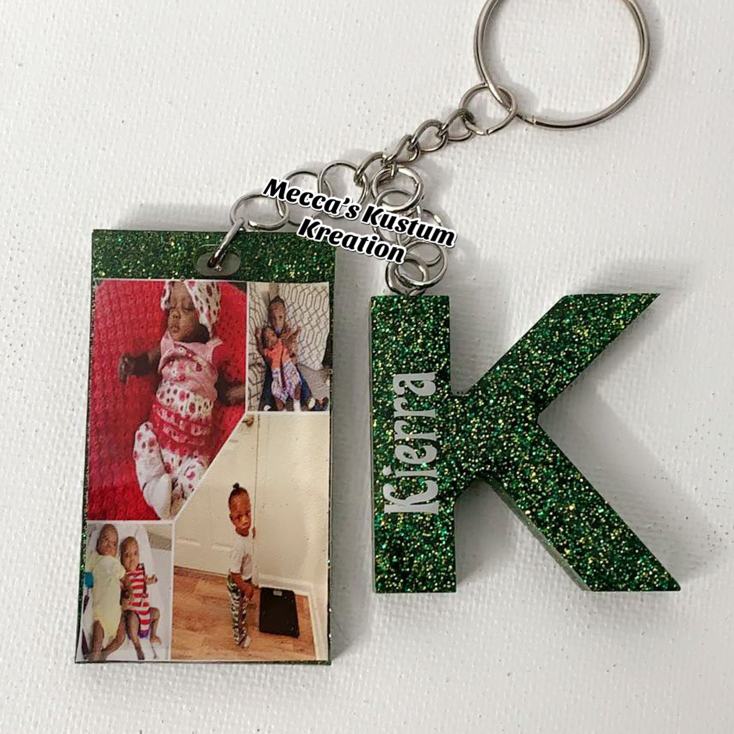 Custom Letter Initial Resin Keychain With Resin Photo Keychain